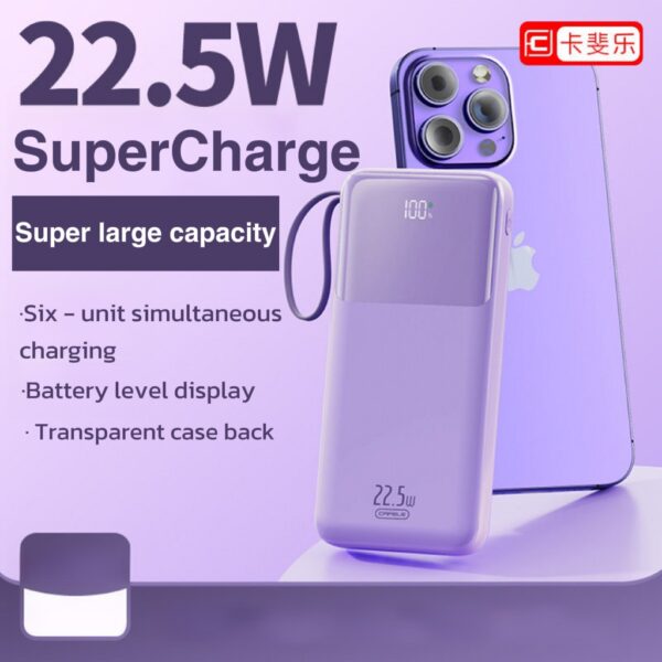 Cafele 20000mAh Mini Power Bank - 22.5W Super Fast Charging, Built-in Cable