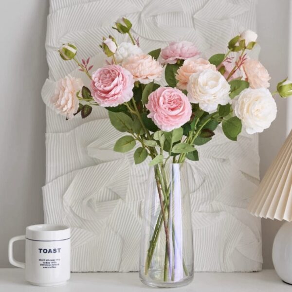 Artificial Peony Silk Flowers, Preserved Roses Bouquet - Dining Table Centerpiece & Living Room Decor