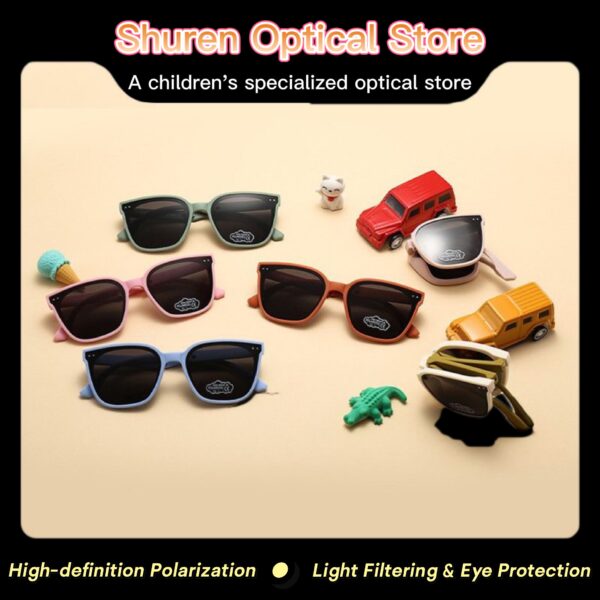 Shuren UV400 Kids' Foldable Polarized Sunglasses - Soft Silicone, Versatile for Boys & Girls